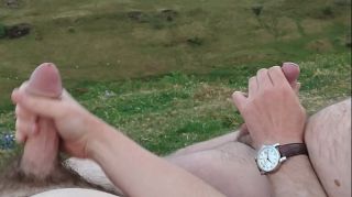 cd wanking together outdoor
