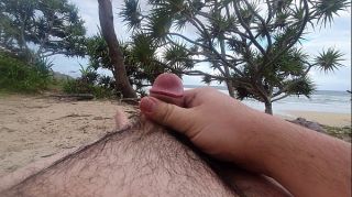 wanking on beach