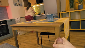jerks off under dinner table secretly